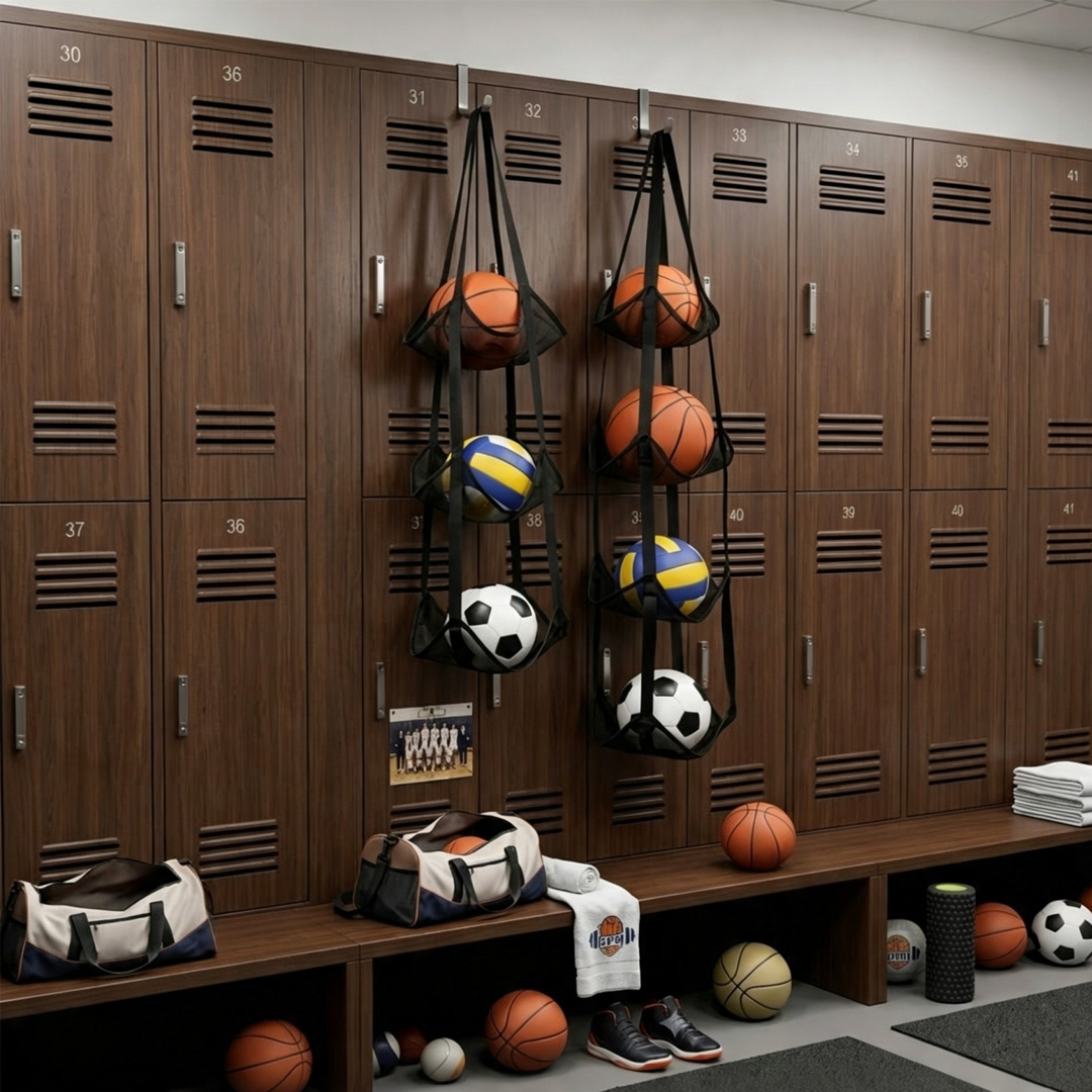 Sports Equipment Football - Heavy-Duty Ball Storage Hanging Bag No-Drill
